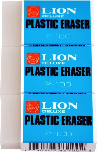 Miniatura 4 de LION Borradores de plástico blanco translúcido, 24 EA/Box, 1 caja (P-100)