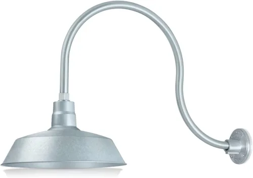 Miniatura 12 de 14 pulgadas. RLM Warehouse - Pantalla con brazo de cuello de cisne y bombilla Led A19 5000K de 9W Galvanizado (paquete de 2)
