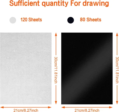 Miniatura 2 de Papel de transferencia de papel de calco, PSLER translúcido en letras de artista, dibujo de bocetos para marcadores de tinta (transparente) (200)