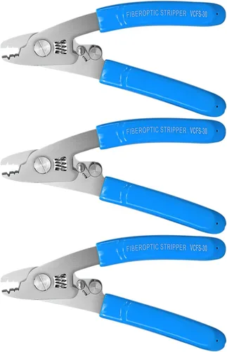 Pelacables de fibra óptica, herramienta de pelado de fibra óptica de 3 orificios con mango de 6 pulgadas, llave hexagonal ajustable para chaqueta,
