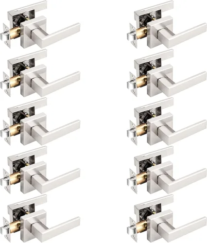 Miniatura 53 de Probrico Paquete de 4 manijas de puerta simuladas en negro mate, manijas interiores que no giran, manijas reversibles resistentes para interiores