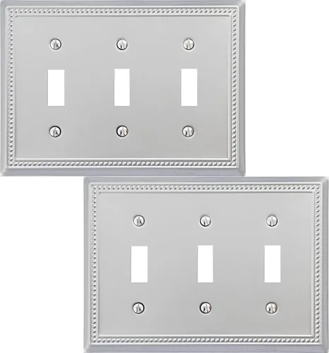 Miniatura 21 de OKAWYC Cubierta de Interruptor de Luz de Tomacorriente Dúplex Individual Belaire de Metal con Cuentas para Pared, Paquete de 4 Latón Antiguo 1 Gang