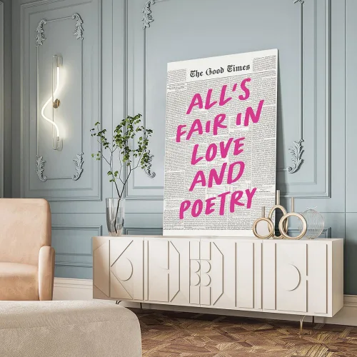 Miniatura 5 de Carteles de Periódico Retro para Estética de Habitación Todo es Justo en el Amor y la Poesía Arte de Pared Moderno y Preppy para Niñas Decoración