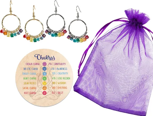 Miniatura 5 de Aretes de protección curativa de equilibrio de chakras bohemios hechos a mano para mujer, Zinc, Piedra auténtica