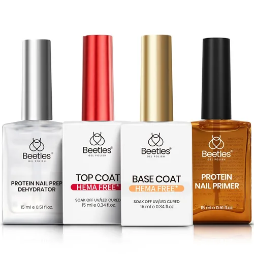 Miniatura 36 de Beetles 3 piezas de 15 ml de esmalte de uñas en gel, capa superior, base y juego de eliminación líquida de látex, sin necesidad de limpiar, capa