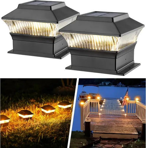 Miniatura 24 de Luces para postes de valla, 25 lúmenes, luz solar para postes de madera, se adapta a postes de madera de 4 x 4 o más grandes con base de 4 x 6, luz