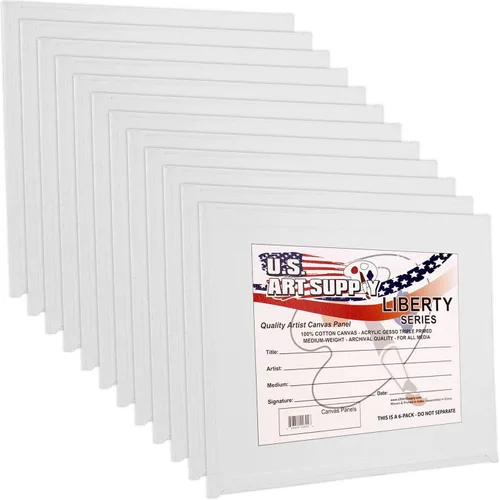 US Art Supply - Tableros de lona de 4.0 x 4.0 pulgadas, libre de ácidos, 12 unidades (1 caja completa de 12 paneles de lona individuales)