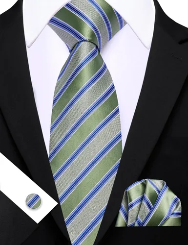 Miniatura 19 de Barry.Wang Juego de corbatas para hombre, corbata de seda a rayas, tejido a cuadros, gemelos formales, negocios, boda