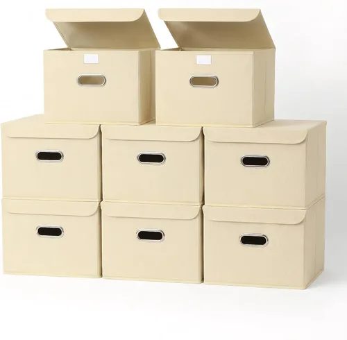 Miniatura 15 de Paquete de 1 Contenedores de Almacenamiento Plegables Grandes con Tapas, Cubos Organizadores de Almacenamiento de Tela para Estantes, Armario