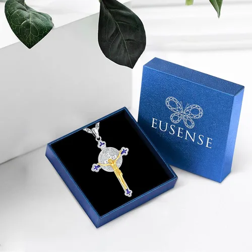 Miniatura 101 de Eusense San Miguel San Cristóbal San Benito San Judas Virgen María Collar chapado en oro 925 joyería religiosa para hombres y mujeres, collar