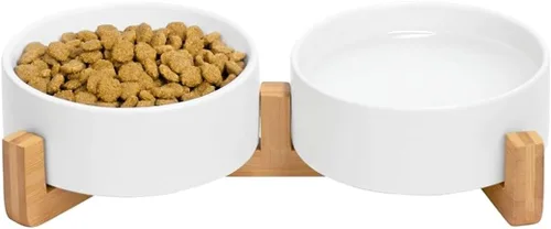 Juego de cuencos de cerámica para gatos y perros pequeños, modernos cuencos para alimentos y agua para mascotas de tamaño pequeño con soporte de