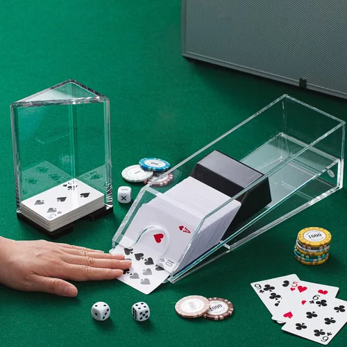 Miniatura 5 de Honoson Zapato de Blackjack y Bandeja de Descarte Zapato Dispensador de Cartas de Blackjack de Acrílico Transparente para Cartas de Juego Bandejas