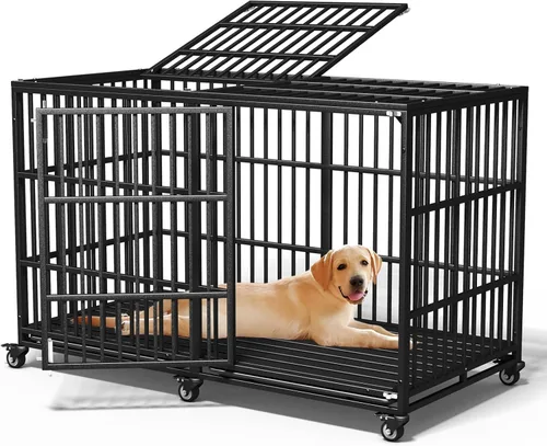 Jaula resistente para perros de 64 pulgadas, indestructible, a prueba de fugas, para perros de ansiedad alta, extra XL, de gran tamaño, para razas