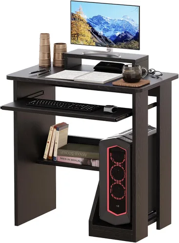 Escritorio pequeño para computadora de 30 pulgadas con soporte para CPU, para oficina en casa, escritorio para computadora portátil con estante para