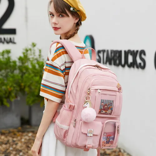 Miniatura 2 de Mochila para niñas con accesorios, mochila para laptop y libros de 16 pulgadas, bolsa escolar kawaii, mochila para universidad, viaje y día a día