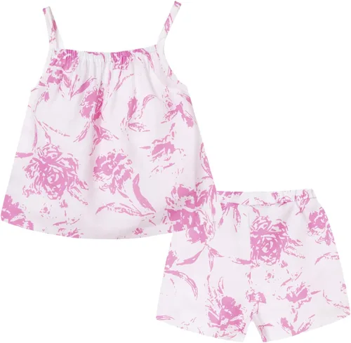 Miniatura 7 de LittleSpring Conjunto de verano para niñas con camiseta sin mangas y pantalones cortos florales
