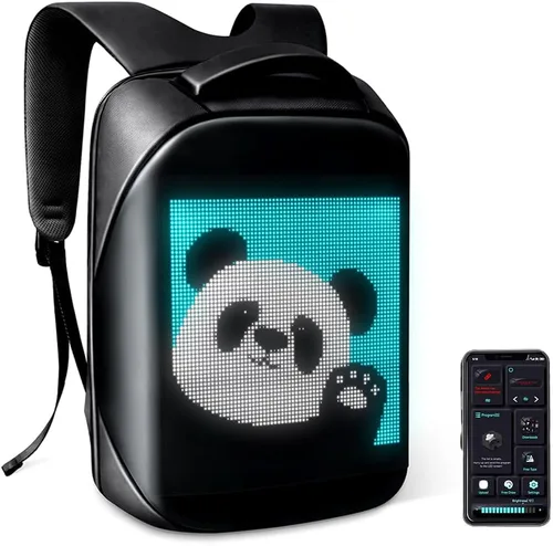 Mochila para laptop con pantalla programable, mochila LED para laptop con control de aplicación, bolsa LED impermeable, viajes, mochila de