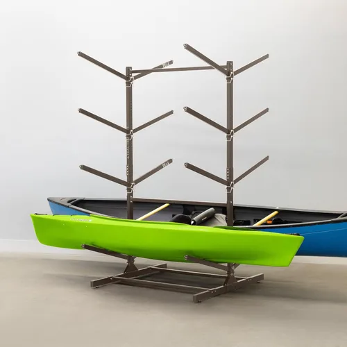 Miniatura 16 de Teal Triangle Estante de almacenamiento de kayak independiente - 2 soportes para kayak y canoa - Kayak interior y exterior - Tabla de surf ajustable