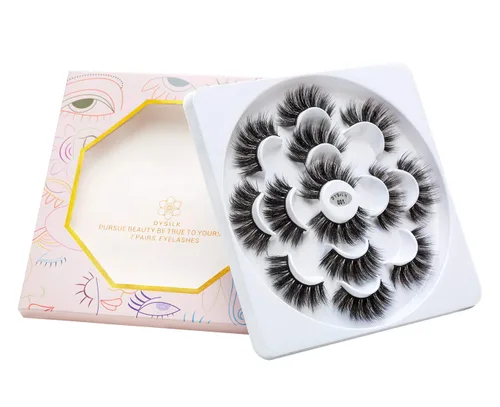 Miniatura 5 de DYSILK Pestañas postizas naturales de visón 6D, aspecto dramático, pestañas postizas esponjosas, extensión de maquillaje, pestañas largas hechas a