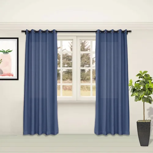 Miniatura 12 de Frelement Cortinas opacas de lino natural, paneles de cortinas con ojales para sala de estar, cortinas con aislamiento térmico, 52 pulgadas de ancho