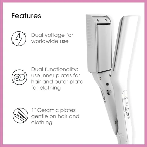 Miniatura 4 de Conair Mini plancha de viaje y plana 2 en 1 para ropa, alisadora de cabello