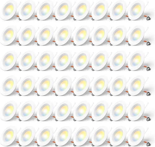Amico Iluminación empotrable LED 5CCT de 5/6 pulgadas, paquete de 48 unidades, regulable, clasificación IC y húmeda, 12.5 W = 100 W, 950 lm luces de