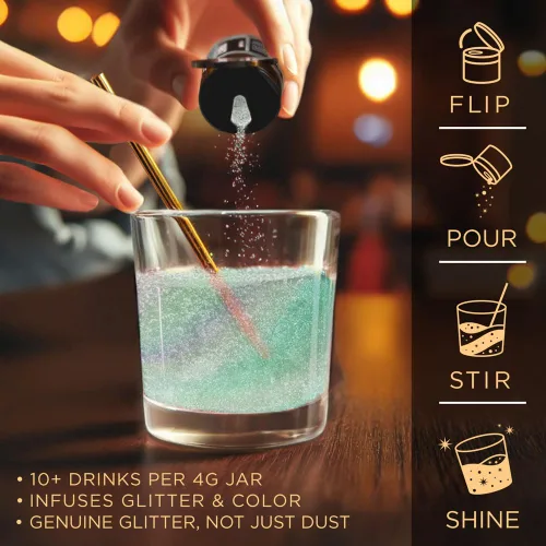 Miniatura 4 de Brew Glitter - Purpurina comestible para bebidas, cócteles, cerveza, adornar bebidas Certificado Kosher y Halal 100% comestible y de grado