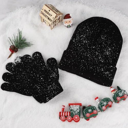 Miniatura 7 de Glooarm Paquete de 8 gorros y guantes para niños, gorro de punto para niños, guantes de invierno para niños y niñas