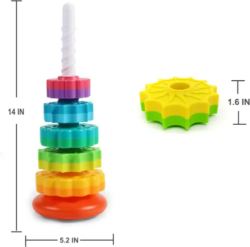 Miniatura 4 de LUCKFUTURE Juguetes giratorios apilables, juguetes educativos para niños pequeños, anillos apilables juguetes para bebés, juguetes Montessori
