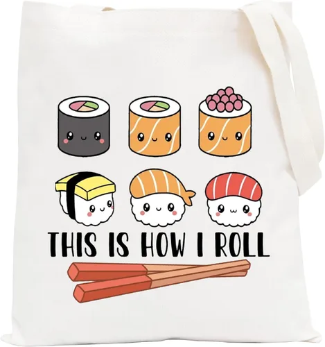 Miniatura 9 de POFULL Regalo para amantes del sushi, bolsa de cosméticos This is How I Roll, regalo de fiesta de sushi, cocina japonesa, regalo para amantes