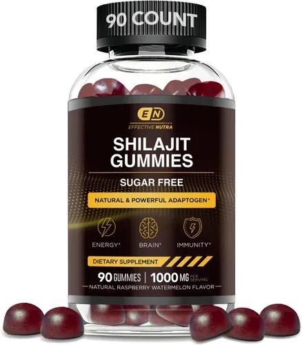 Effective Nutra Gomitas Shilajit de 1000 mg | Resina pura Shilajit para energía, cerebro e inmunidad | Suplemento para hombres y mujeres | Sin