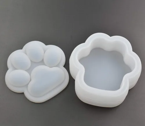 Miniatura 6 de Caja con forma de pata de gato, molde epoxi, molde de resina para bricolaje, lindo contenedor de pata de gato, molde de silicona para almacenamiento