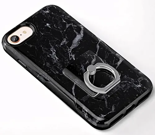 Miniatura 4 de Casely Anillo de teléfono Anillo de teléfono de mármol negro Giratorio completo de 360 grados, adhesivo fuerte, quita y reutiliza, funciona