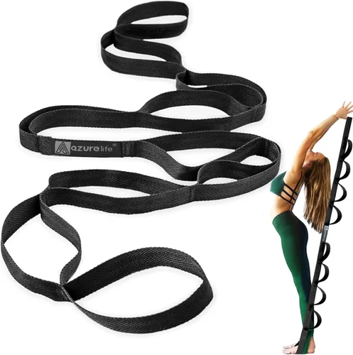 A AZURELIFE Premium Durable Stretch Straps with Loops, Stretching Strap for Physical Therapy, Multi-Loop Yoga Strap Fitness Exercise Strap for Yoga,