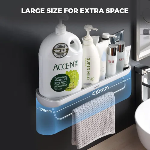 Miniatura 3 de Organizador de ducha negro montado en la pared, organizador de baño resistente al óxido sin taladrar con adhesivo fuerte para champú, jabón