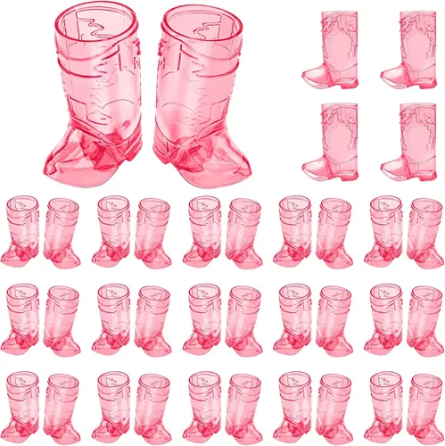 Miniatura 17 de Vasos de chupito de botas de Cowboy de plástico SAIAOKJ, 24 piezas de 1 oz, suministros para fiestas con temática de botas de Cowboy, reutilizables