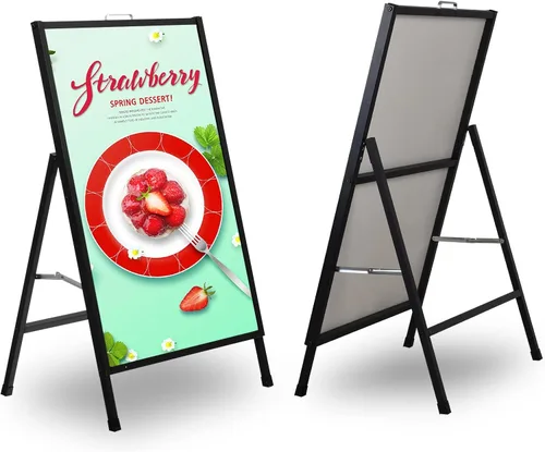 Letrero de Marco en A de Servicio Pesado 24x36 Pulgadas Tablero Sándwich Letrero de Acera Soporte para Póster Exterior Portátil Plegable Adecuado
