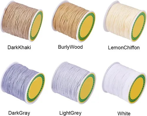 Miniatura 9 de PH PandaHall 600 yardas de 0.031 in de nailon para cuentas de hilo de cuerda de nudo chino Kumihimo hilo de macramé, cordón de cuerda para macramé