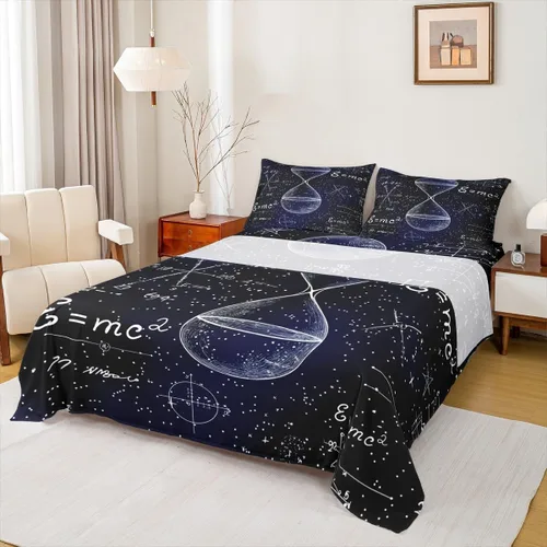 Miniatura 28 de Outer Space - Juego de sábanas tamaño matrimonial para niñas y niños, diseño de arco iris, galaxia, estrellas, planeta, kawaii, pastel, rosa, azul