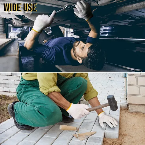 Miniatura 7 de SATINIOR 36 pares de guantes de trabajo de mano, forro de algodón blanco, guantes de seguridad para barbacoa, forro para hombres y mujeres, Ribete