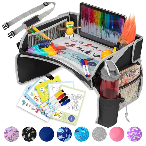 Miniatura 17 de PILLANI Bandeja de viaje para niños para el coche - Bandeja para asiento de coche para niños, artículos imprescindibles para viajes por carretera