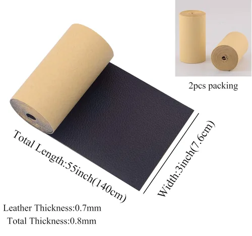 Miniatura 2 de Cinta autoadhesiva de reparación de cuero, paquete de 2 unidades, de 3 pulgadas x 55 pulgadas, autoadhesiva, para sofás, muebles, sillas de Beige