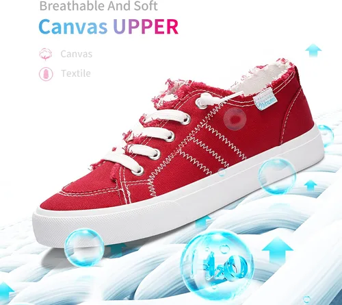 Miniatura 3 de Obtaom Play Tenis de lona para mujer, sin cordones, a la moda, blanco desgastado y estampado de leopardo