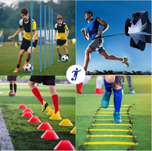 Miniatura 4 de Vztipki Speed & Agility Training Equipment-20ft Agility Ladder, 6 Poles, 12 Soccer Cones, Resistance Parachute, Jump Rope, Soccer Football