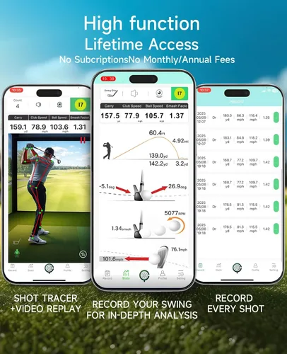 Miniatura 6 de Monitor de lanzamiento de golf portátil Pro X1 Plus, simuladores para hogar y entrenamiento, monitor de lanzamiento móvil para análisis de swing