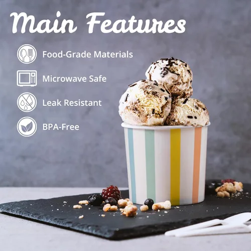 Miniatura 6 de MATICAN Tazas de helado de papel, 100 unidades de 11 onzas, cuencos desechables de postre para alimentos calientes o fríos, suministros de fiesta