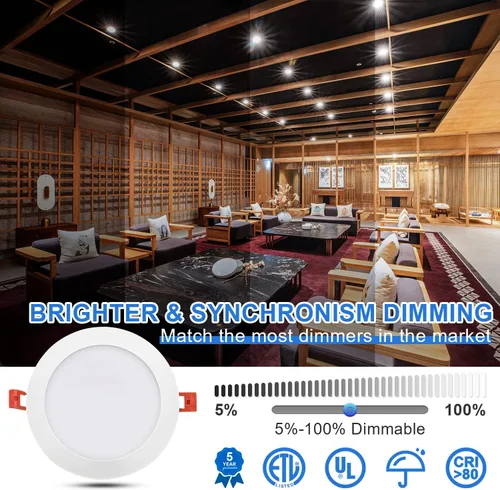 Miniatura 7 de Paquete de 40 luces LED empotrables ultrafinas de 4 pulgadas con caja de conexiones -5CCT 2700K/3000K/3500K/4000K/5000K seleccionables, 9W 720LM