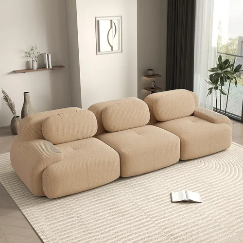 Miniatura 29 de Sofá biplaza moderno de 80 pulgadas para sala de estar, sofá de pana en forma de nube con asiento profundo, sofá modular negro, sofás de dos plazas