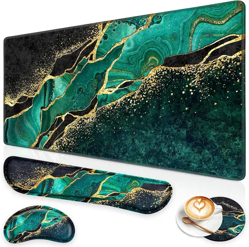 Miniatura 9 de Set de Alfombrilla de Ratón para Juegos Canjoy, 4-en-1 XXL Grande Alfombrilla de Ratón + Reposamuñecas para Teclado + Portavasos, (89.9×39.9 cm)