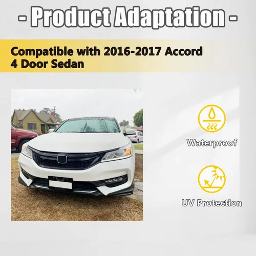 Miniatura 3 de KUAFU Alerón Divisor de Labio de Parachoques Delantero Carrocería Inferior Negro Compatible con Honda Accord 2016-2017 4 Puertas Sedán Par